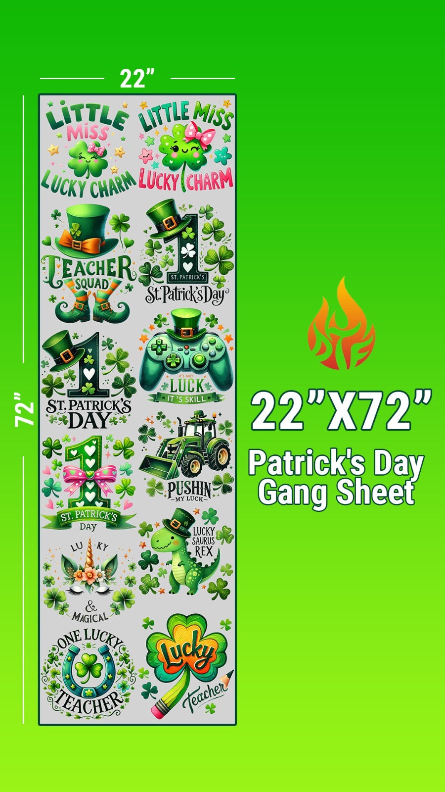 22”x36” St. Patrick Gang Sheet