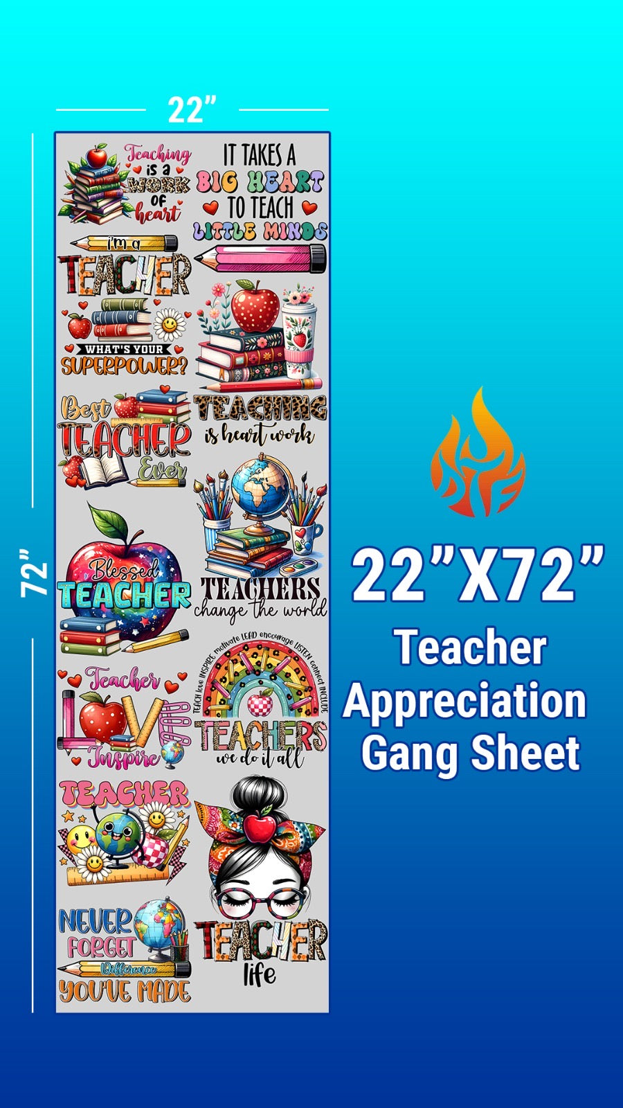 22”x36” Teacher Gang Sheet